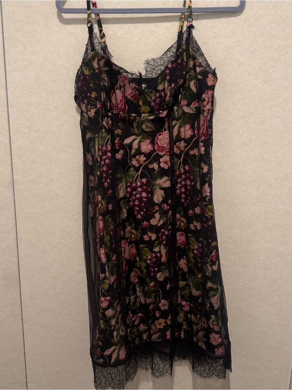 Maeve Black Floral Lace-Trim Slip Dress - by Anthropologie